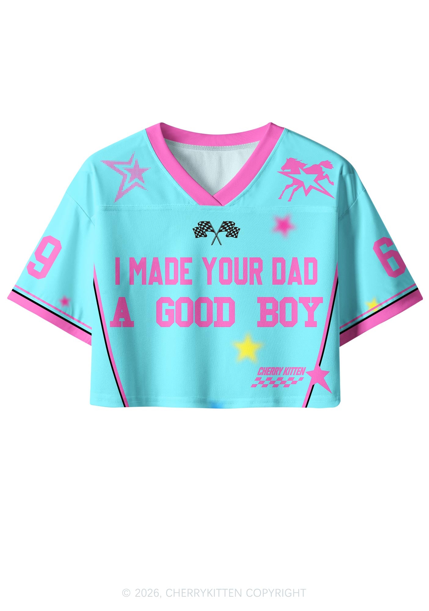 Made Your Dad A Good Boy Y2K Crop Sport Jersey Shirts Cherrykitten