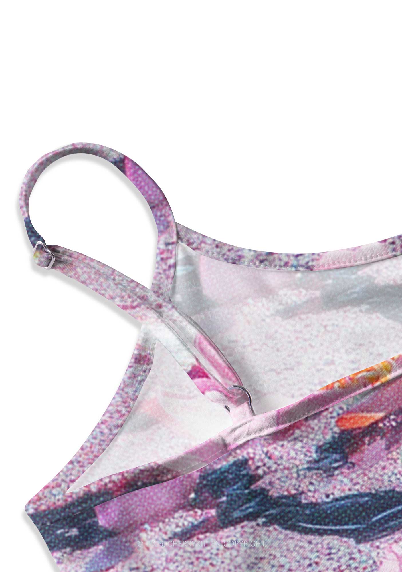Glitter Lotus Y2K Print Slip Dress Cherrykitten