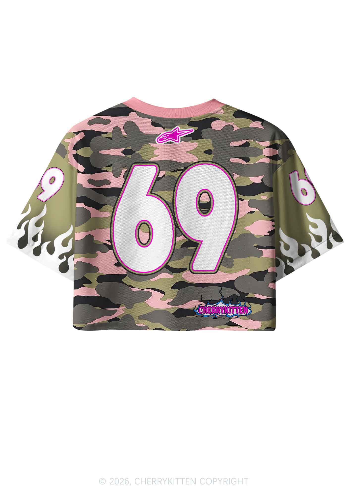 Mommy Needs A Cigarette Camo Y2K Crop Sport Jersey Shirts Cherrykitten