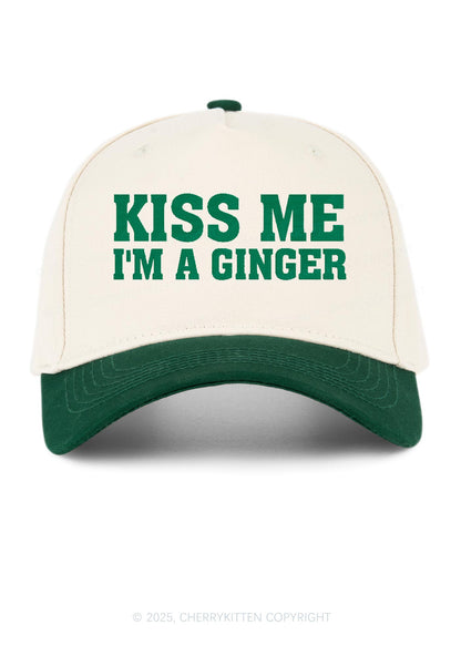 Embroidered Kiss Me Im Ginger St Patricks Y2K Color Block Baseball Cap Cherrykitten