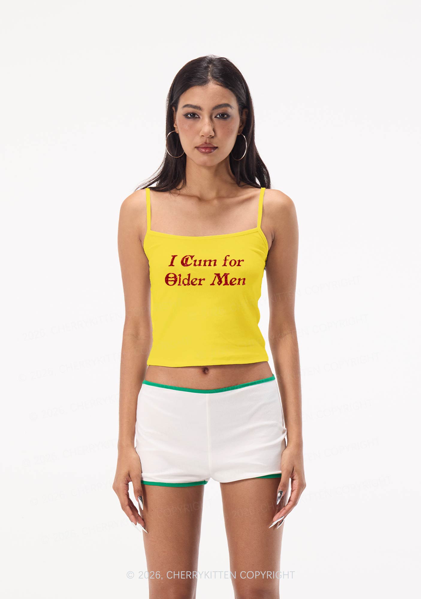 Glitter Come For Older Men Y2K Spaghetti Strap Cami Cherrykitten