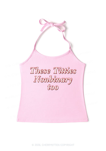 Txtties Nonbinary Too Pride Y2K Halter Neck Cami Cherrykitten