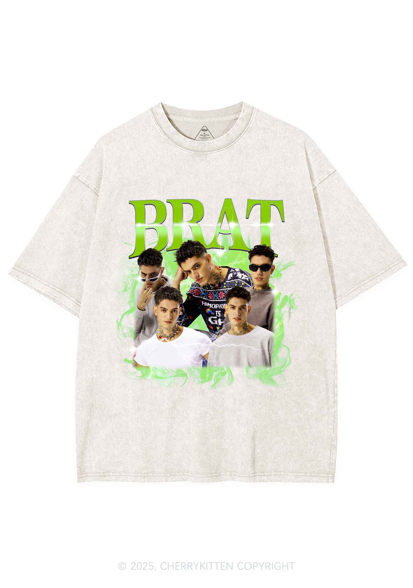 Custom Brat Portrait Y2K Shirts Washed Tee Cherrykitten