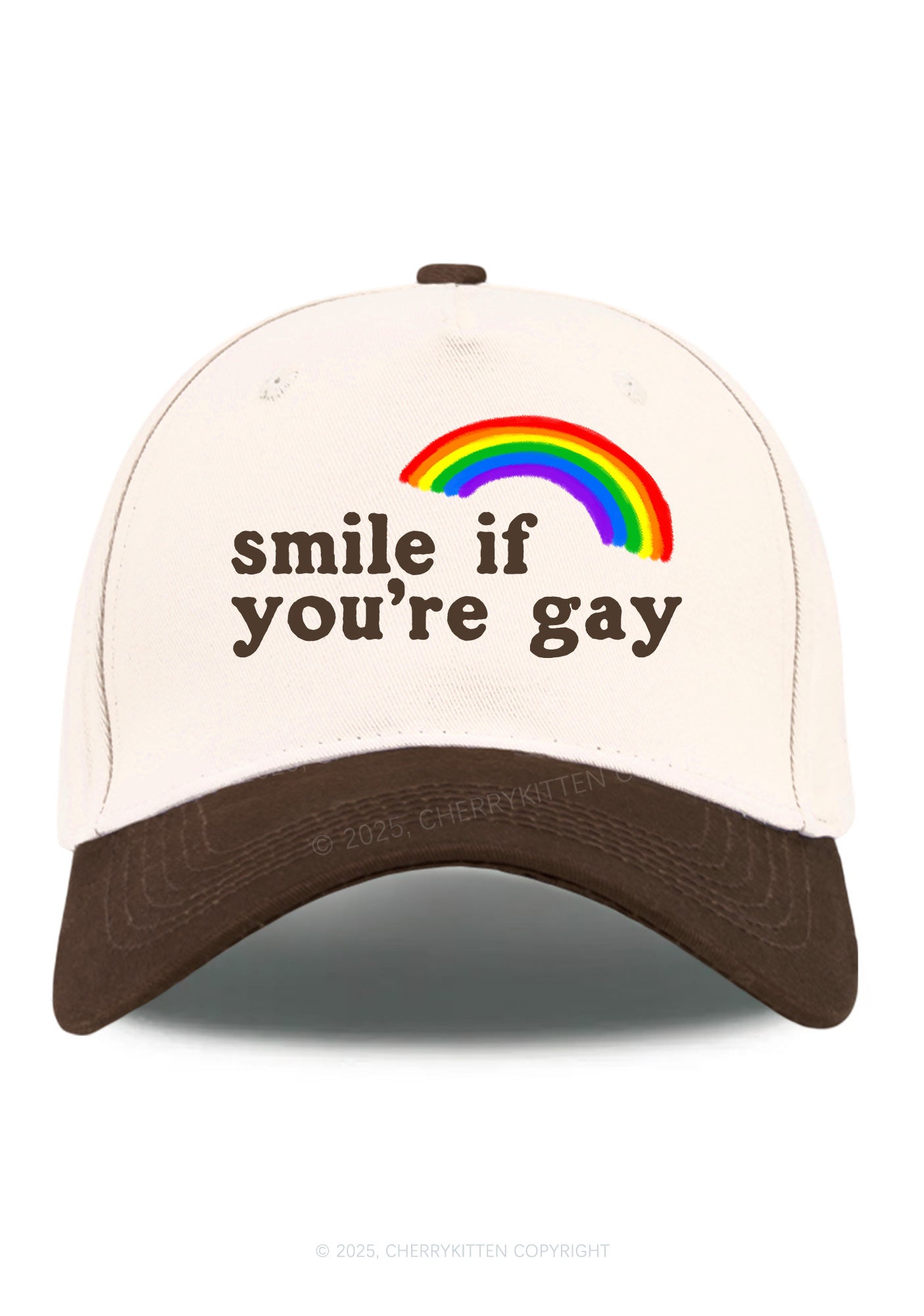 Rainbow Smile If You're Gay Pride Y2K Color Block Baseball Cap Cherrykitten