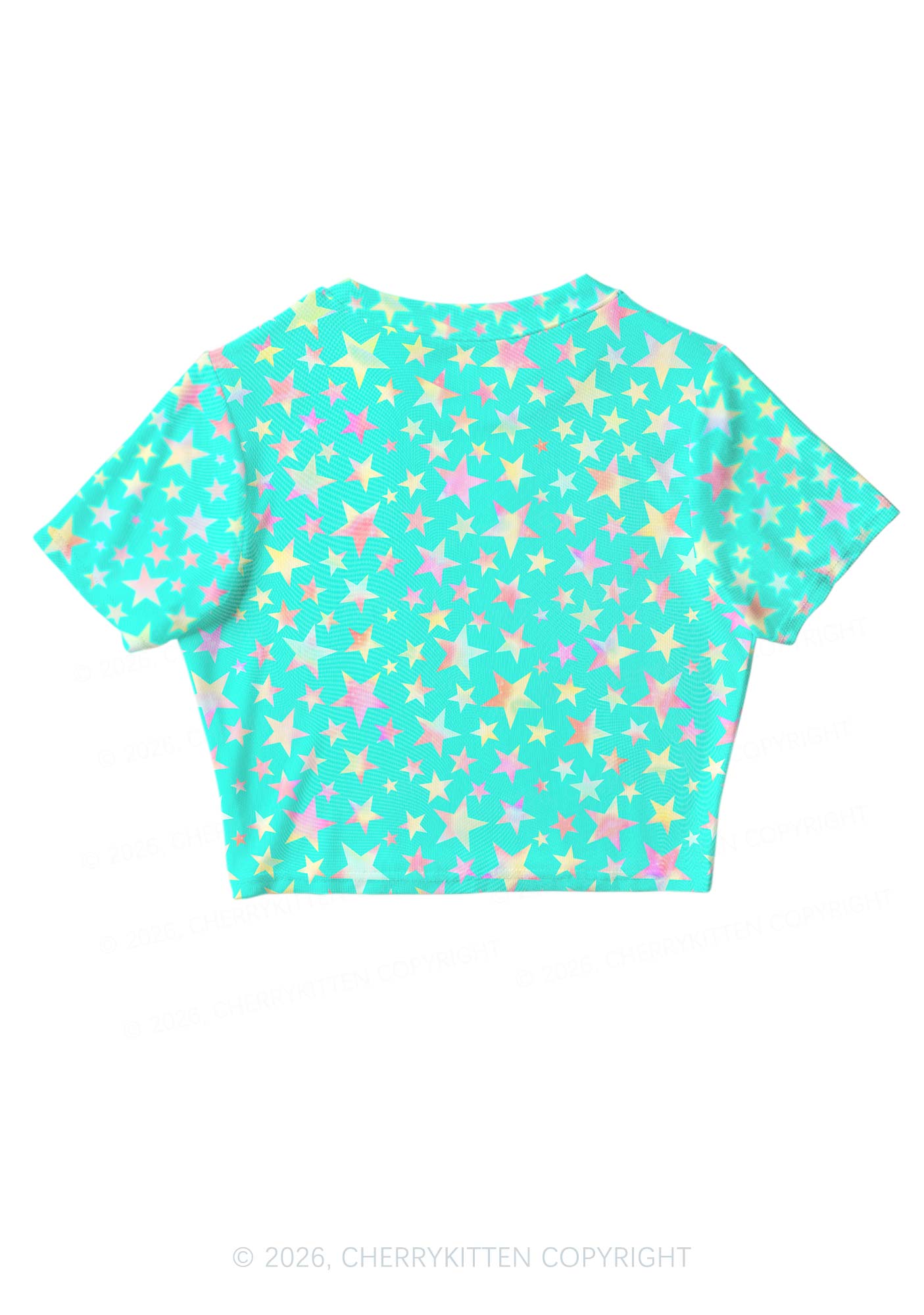 Blue Alpha Male Star Y2K Mesh Crop Top Cherrykitten