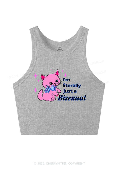 Literally Just A Bisexual Pride Y2K Crop Tank Top Cherrykitten