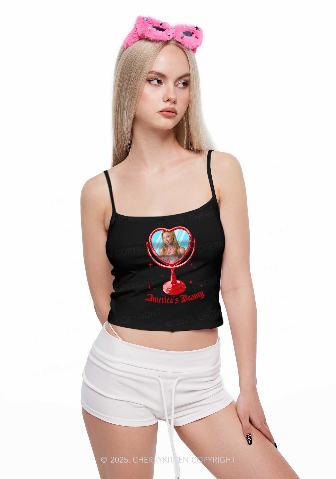 Custom Mirror Beauty Y2K Spaghetti Strap Cami Cherrykitten