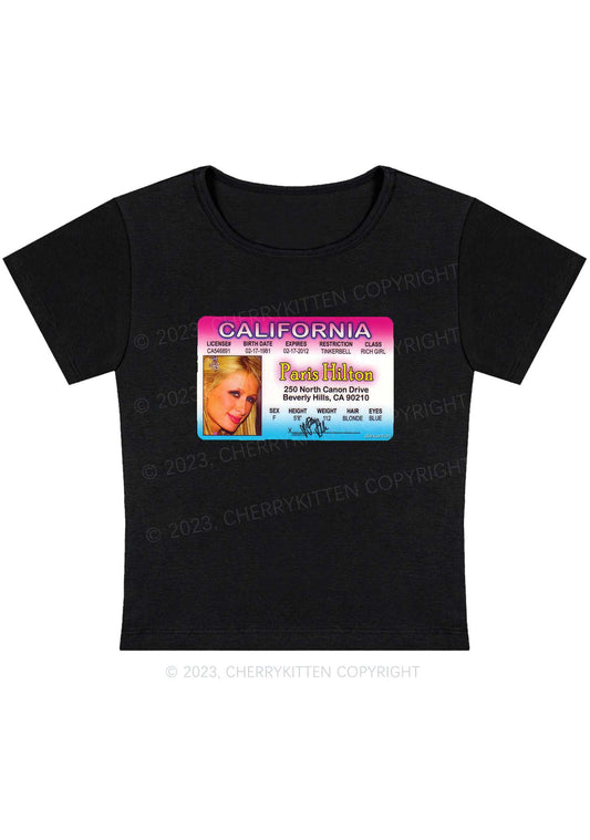 California ID Card Y2K Baby Tee Cherrykitten