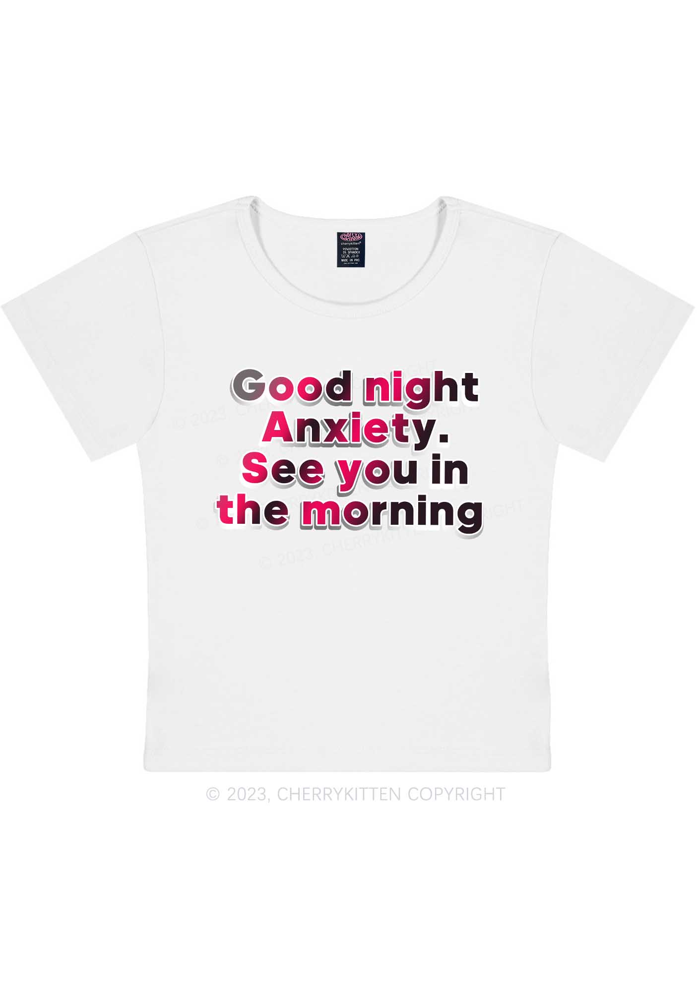 Curvy Good Night Anxiety See You Morning Y2K Baby Tee Cherrykitten