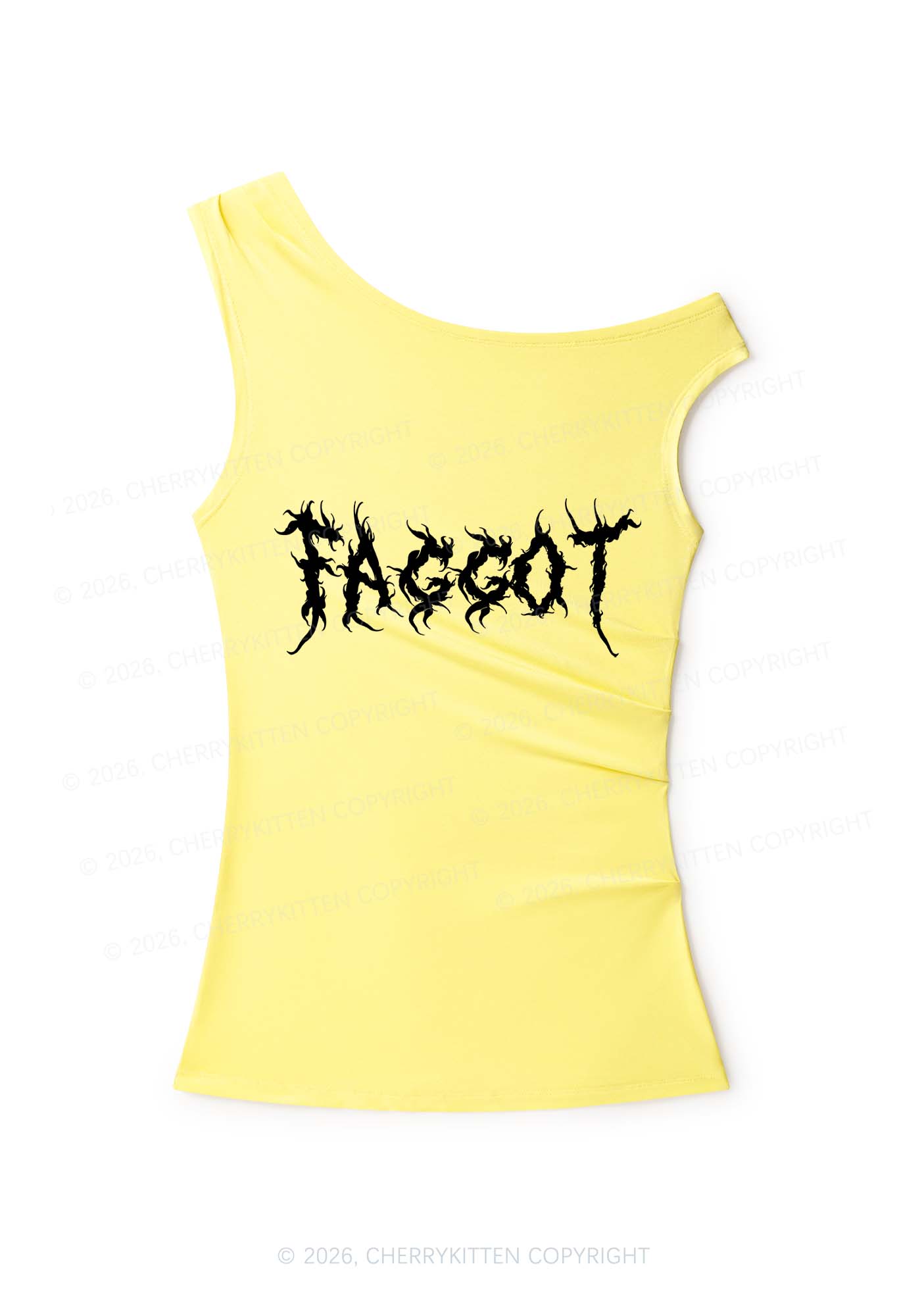 Punk Faggot Y2K Off Shoulder Tank Top Cherrykitten