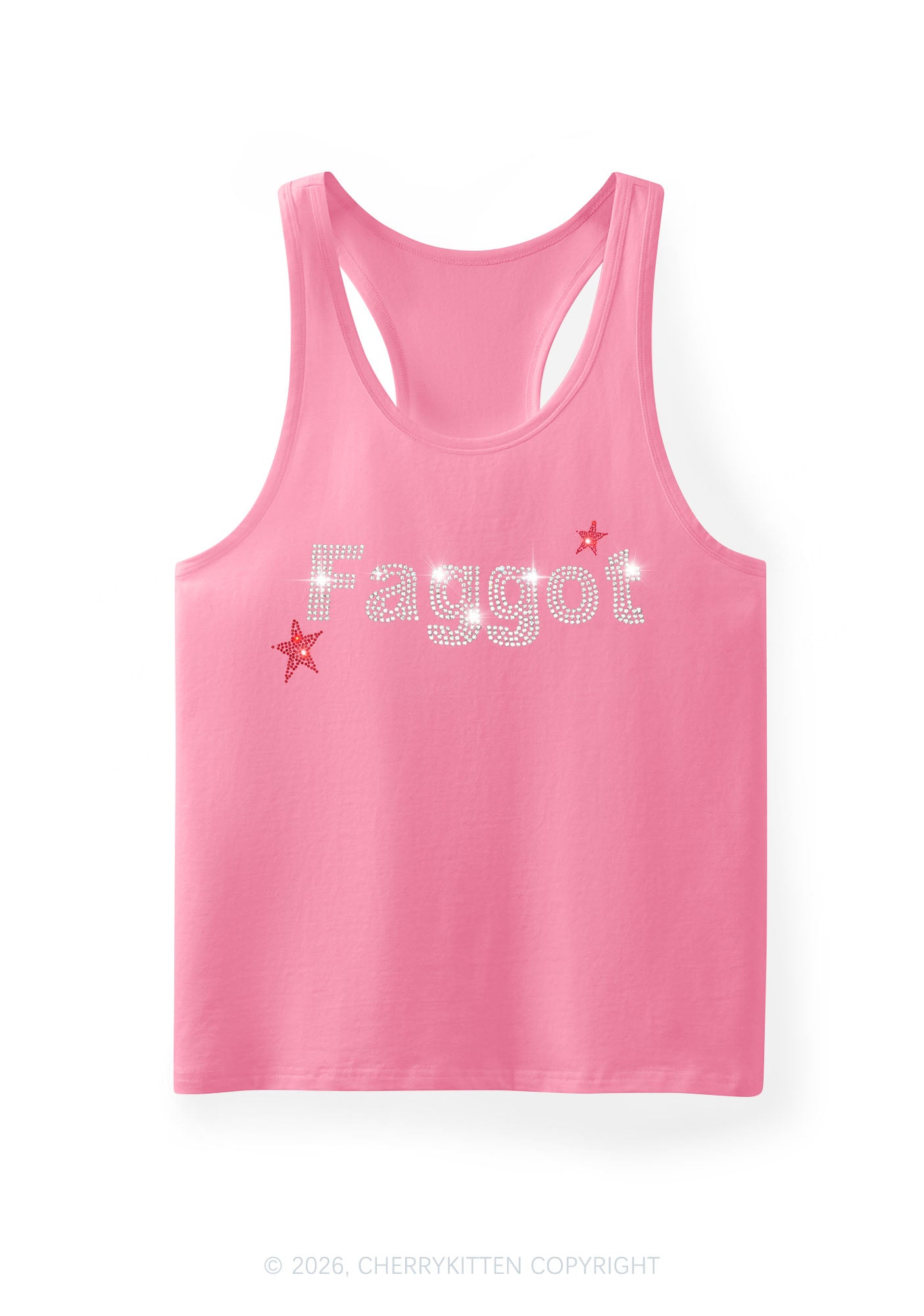 Rhinestone Faggot Pride Y2K Men Racerback Tank Top Cherrykitten