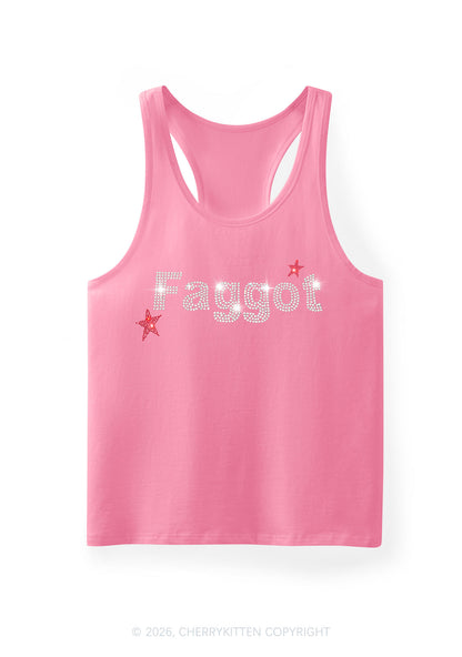 Rhinestone Faggot Pride Y2K Men Racerback Tank Top Cherrykitten