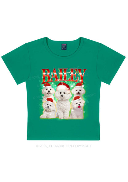 Custom Christmas Puppy Y2K Baby Tee Cherrykitten