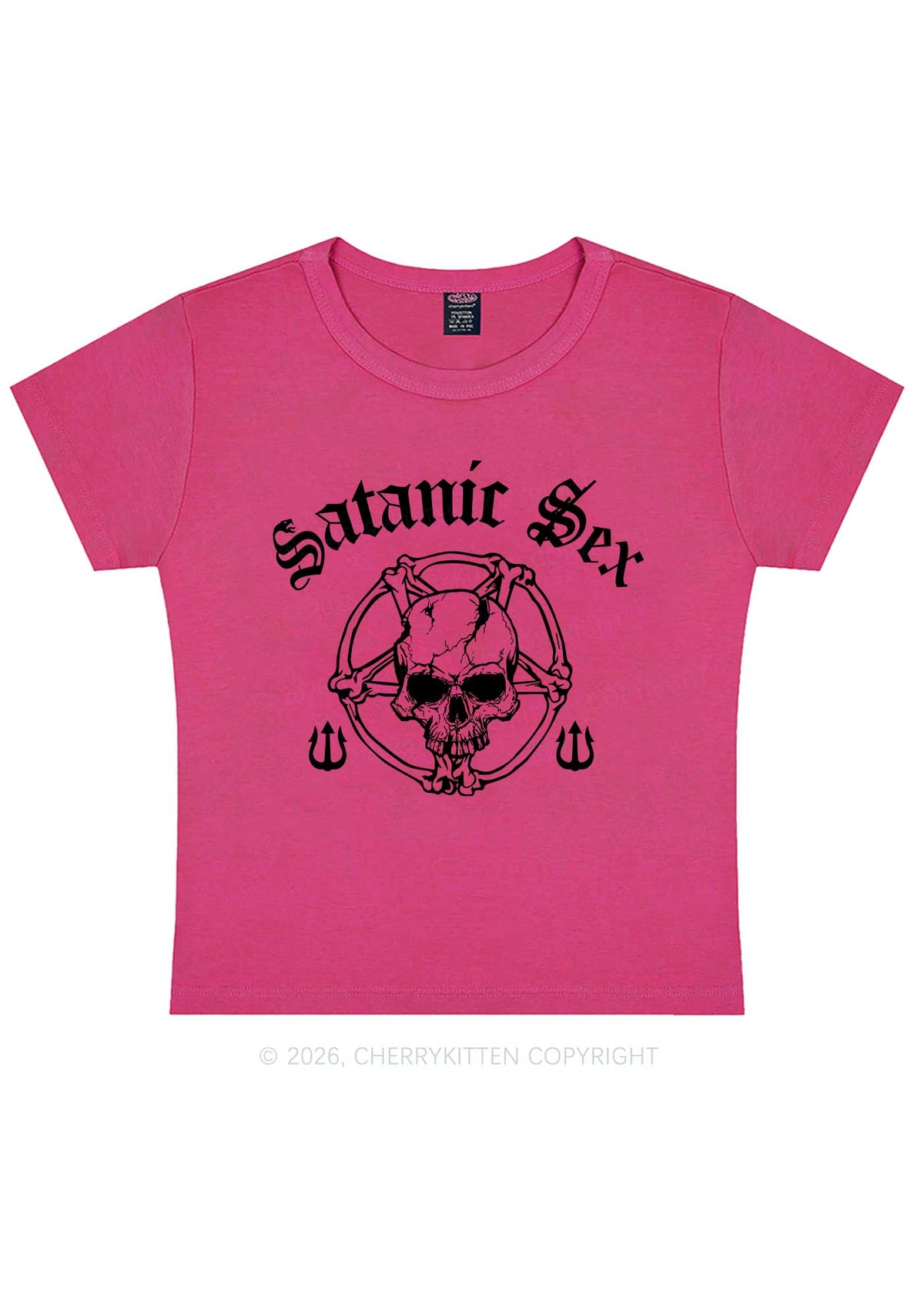 Halloween Satanic Sx Skull Y2K Baby Tee Cherrykitten