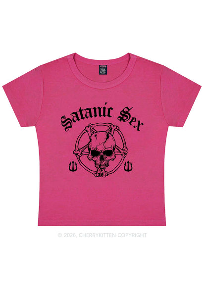 Halloween Satanic Sx Skull Y2K Baby Tee Cherrykitten