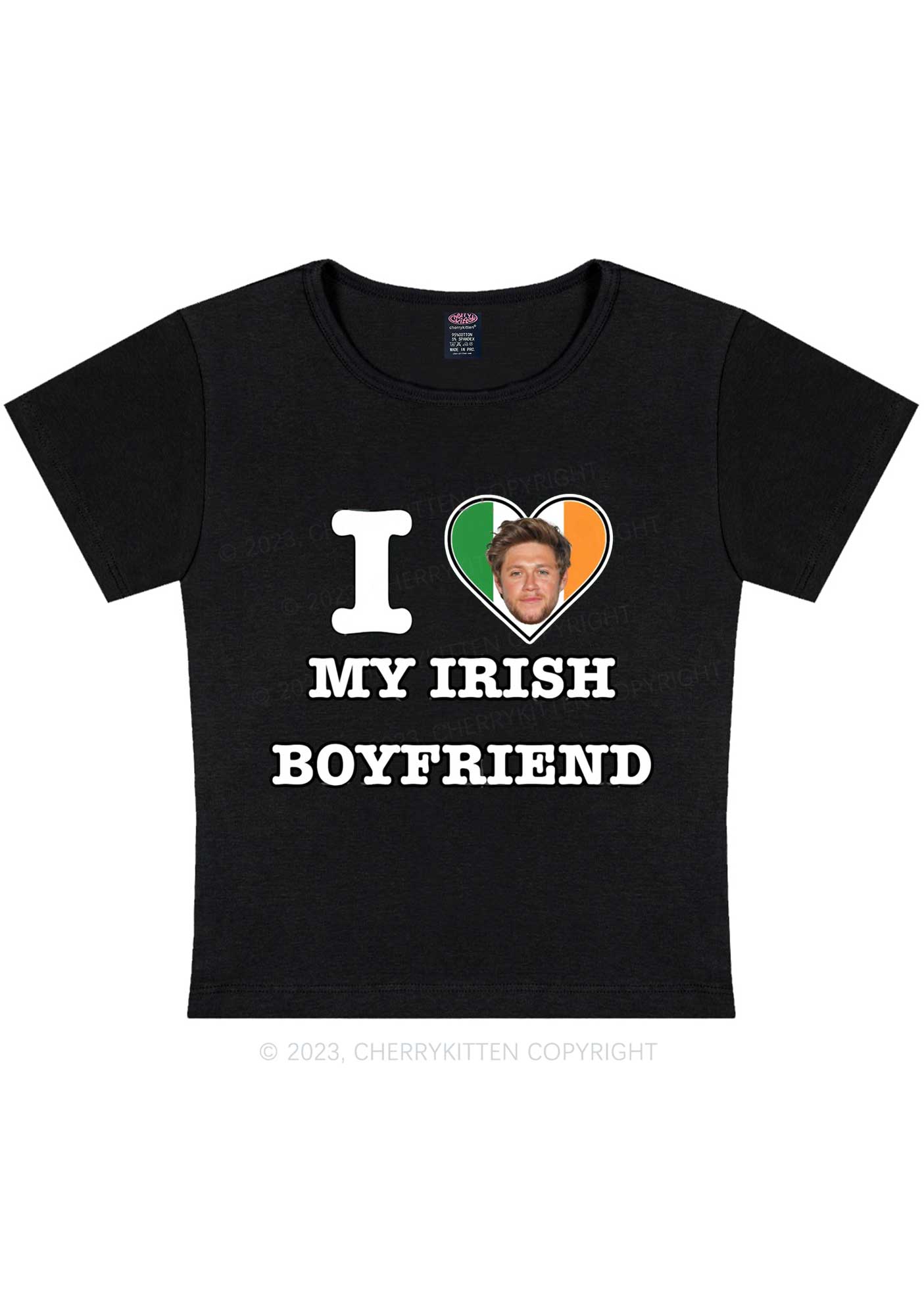 Custom Irish Boyfriend Photo St Patricks Y2K Baby Tee Cherrykitten