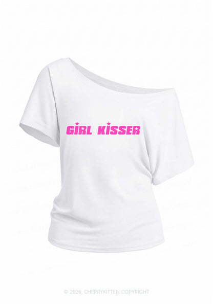 Girl Kisser Pride Y2K Off Shoulder Tee Cherrykitten