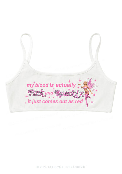 My Blood Is Pink And Sparkly Y2K Super Crop Cami Cherrykitten