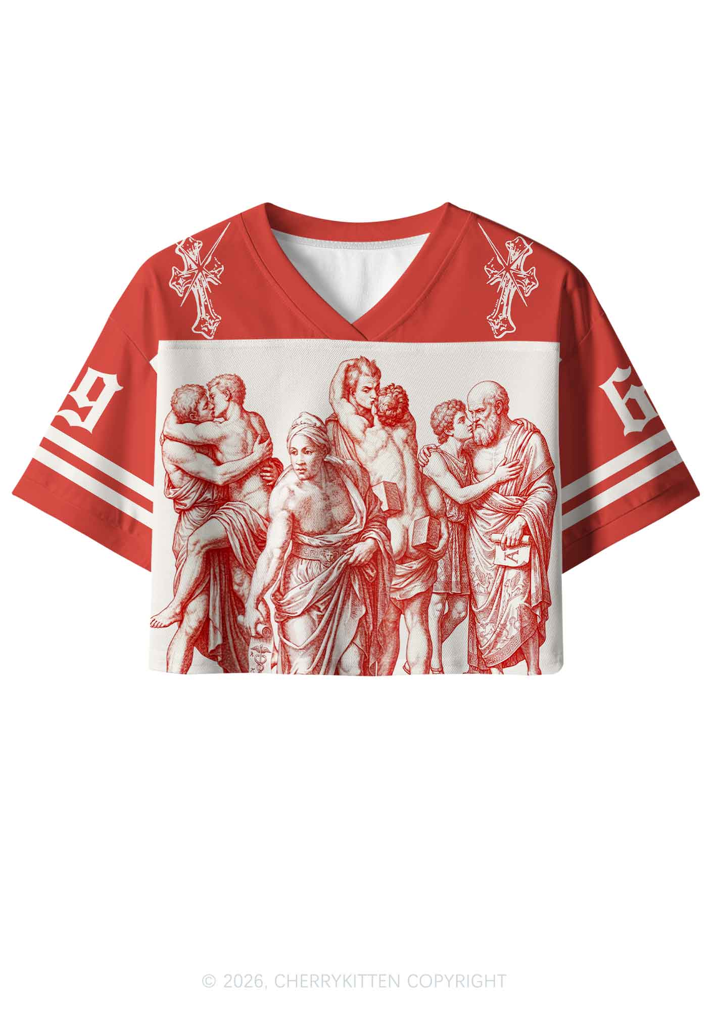 Ancient Greek Lovers Pride Y2K Crop Sport Jersey Shirts Cherrykitten