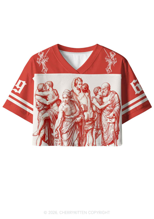 Ancient Greek Lovers Pride Y2K Crop Sport Jersey Shirts Cherrykitten