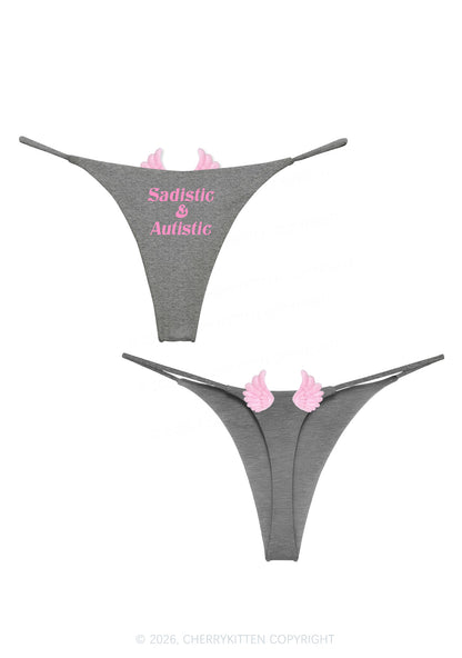 Sadistic Autistic Y2K Goth Angel Wings Bikini String Thong Cherrykitten