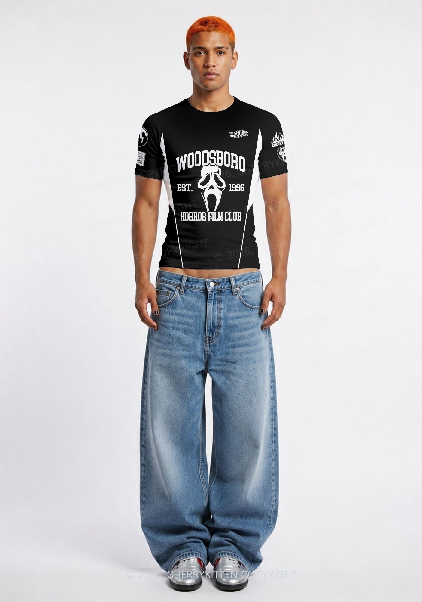 Halloween Custom Black Horror Club Y2K Football Jersey Shirts Cherrykitten