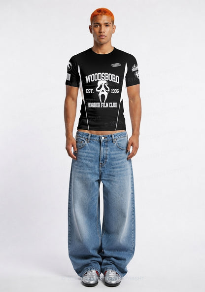 Halloween Custom Black Horror Club Y2K Football Jersey Shirts Cherrykitten