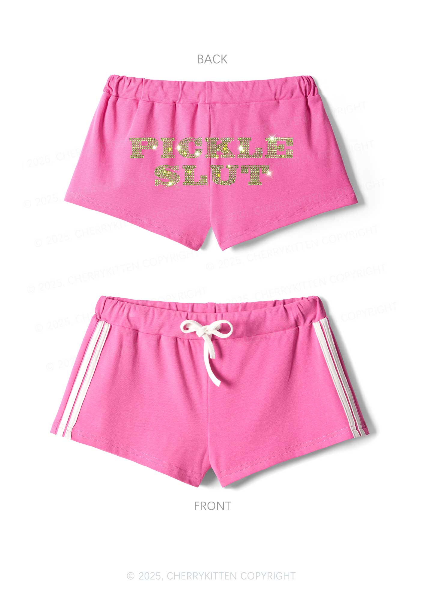 Rhinestone Pickle Slxt Y2K Drawstring Mini Shorts Cherrykitten