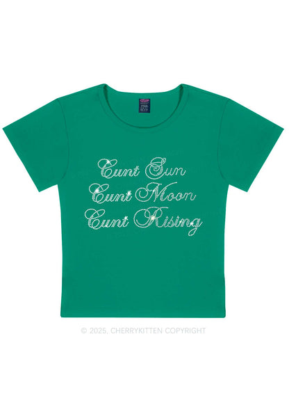 Rhinestone Sun Moon Rising Y2K Baby Tee Cherrykitten