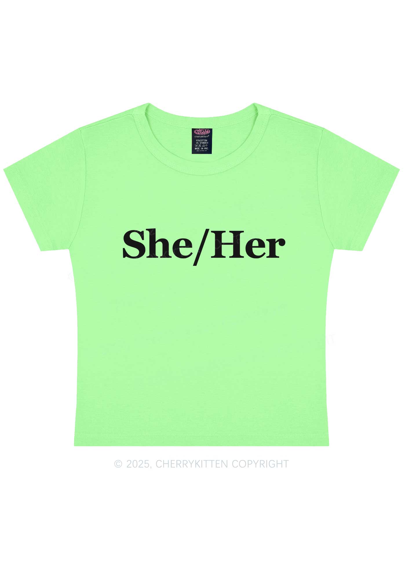 She Or Her Y2K Baby Tee Cherrykitten