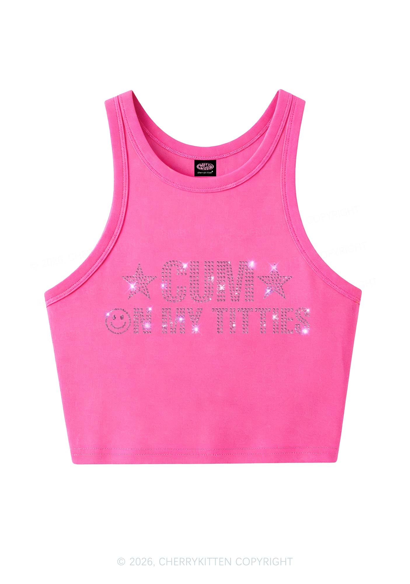 Rhinestone Cxm On My Txtties Y2K Crop Tank Top Cherrykitten