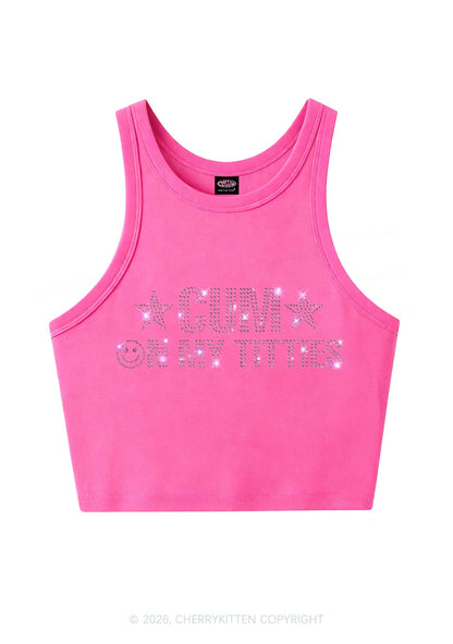 Rhinestone Cxm On My Txtties Y2K Crop Tank Top Cherrykitten