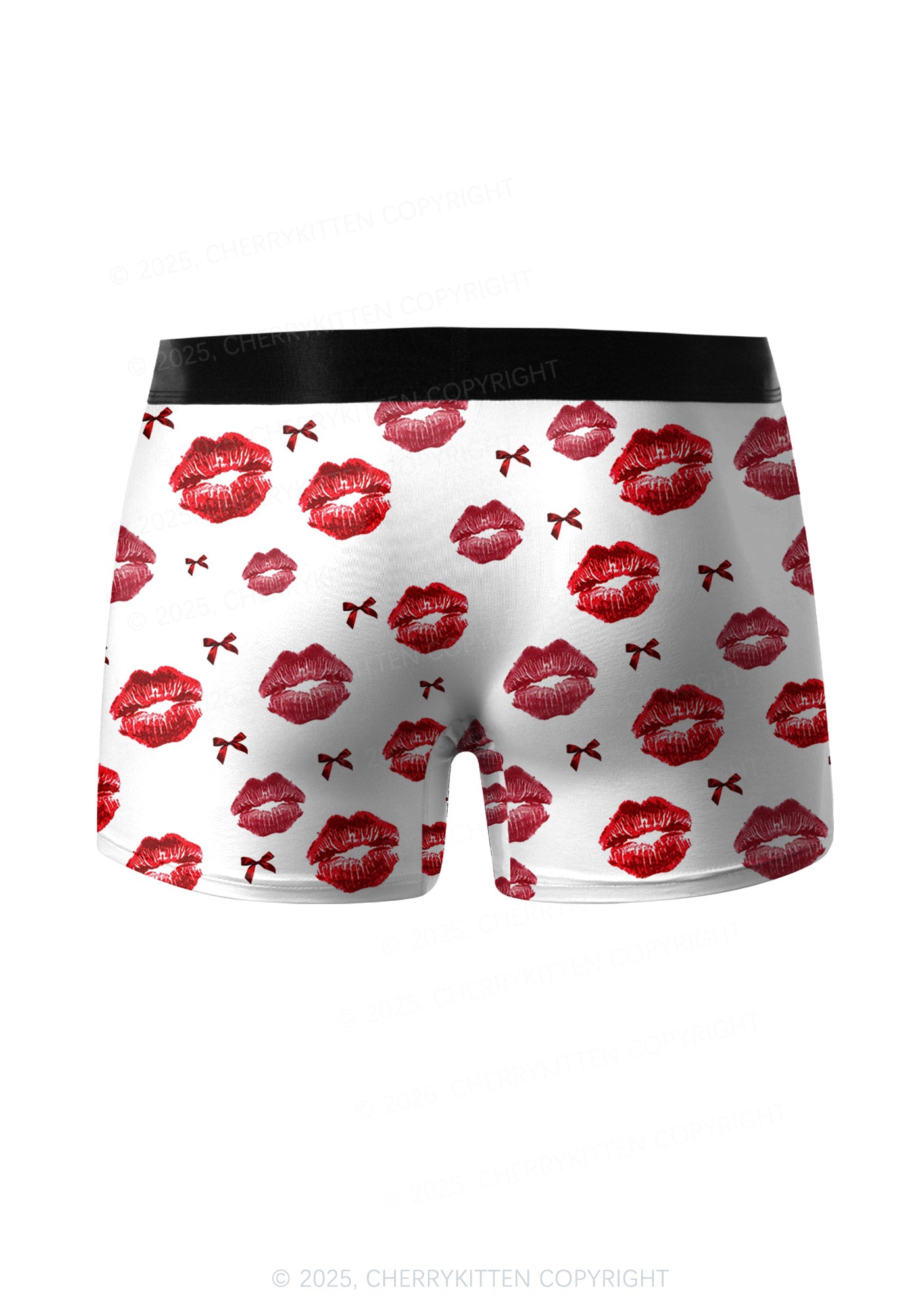 Red Lips Bows Valentine's Day Y2K Print Couples Boxer Briefs Set Cherrykitten