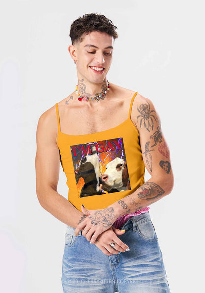 Gay Cow Play Pride Y2K Spaghetti Strap Cami Cherrykitten