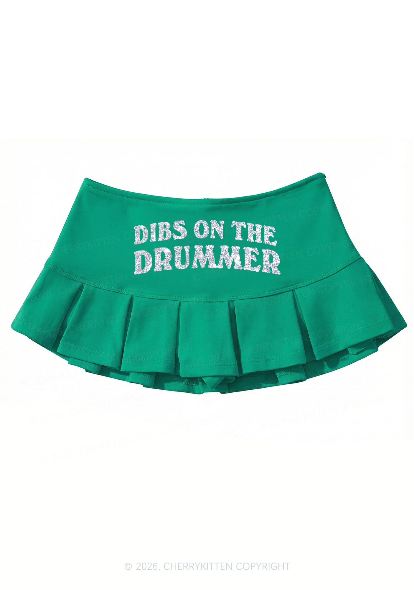 Glitter Dibs On The Drummer Y2K Mini Pleated Skirts Cherrykitten