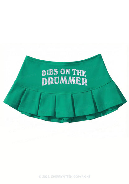 Glitter Dibs On The Drummer Y2K Mini Pleated Skirts Cherrykitten