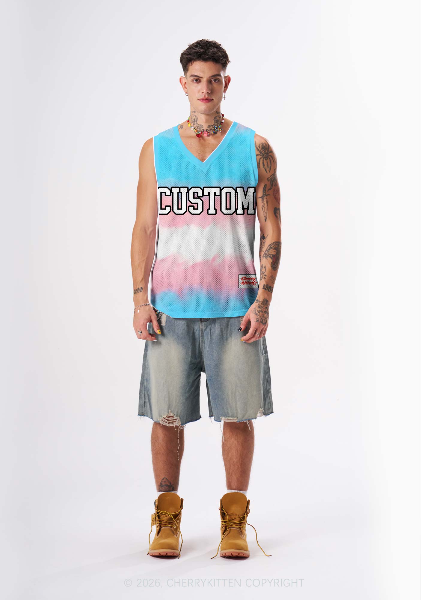 Custom Transgender Flag Pride Y2K Sport Jersey Tank Cherrykitten