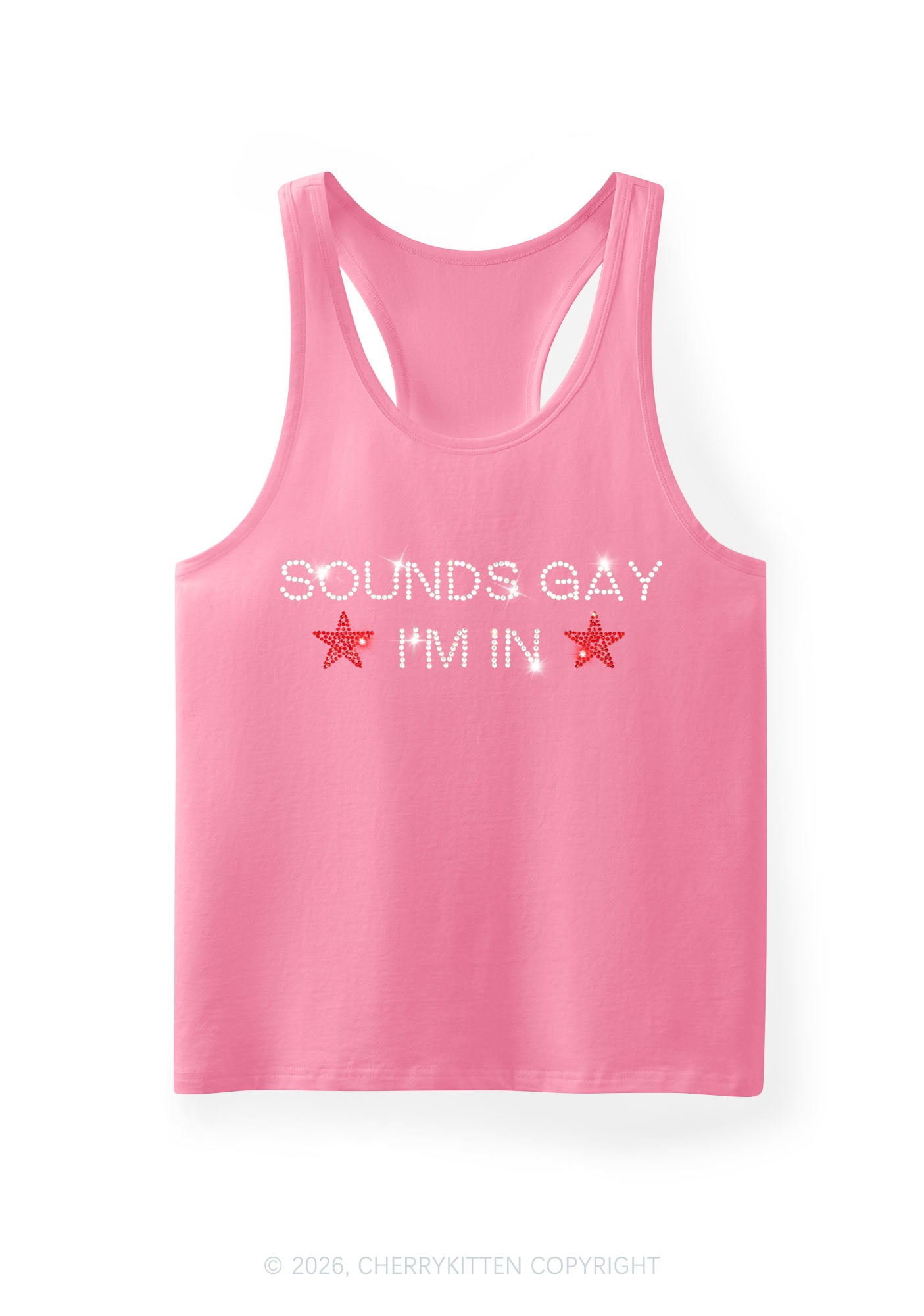 Rhinestone Sounds Gay Pride Y2K Men Racerback Tank Top Cherrykitten