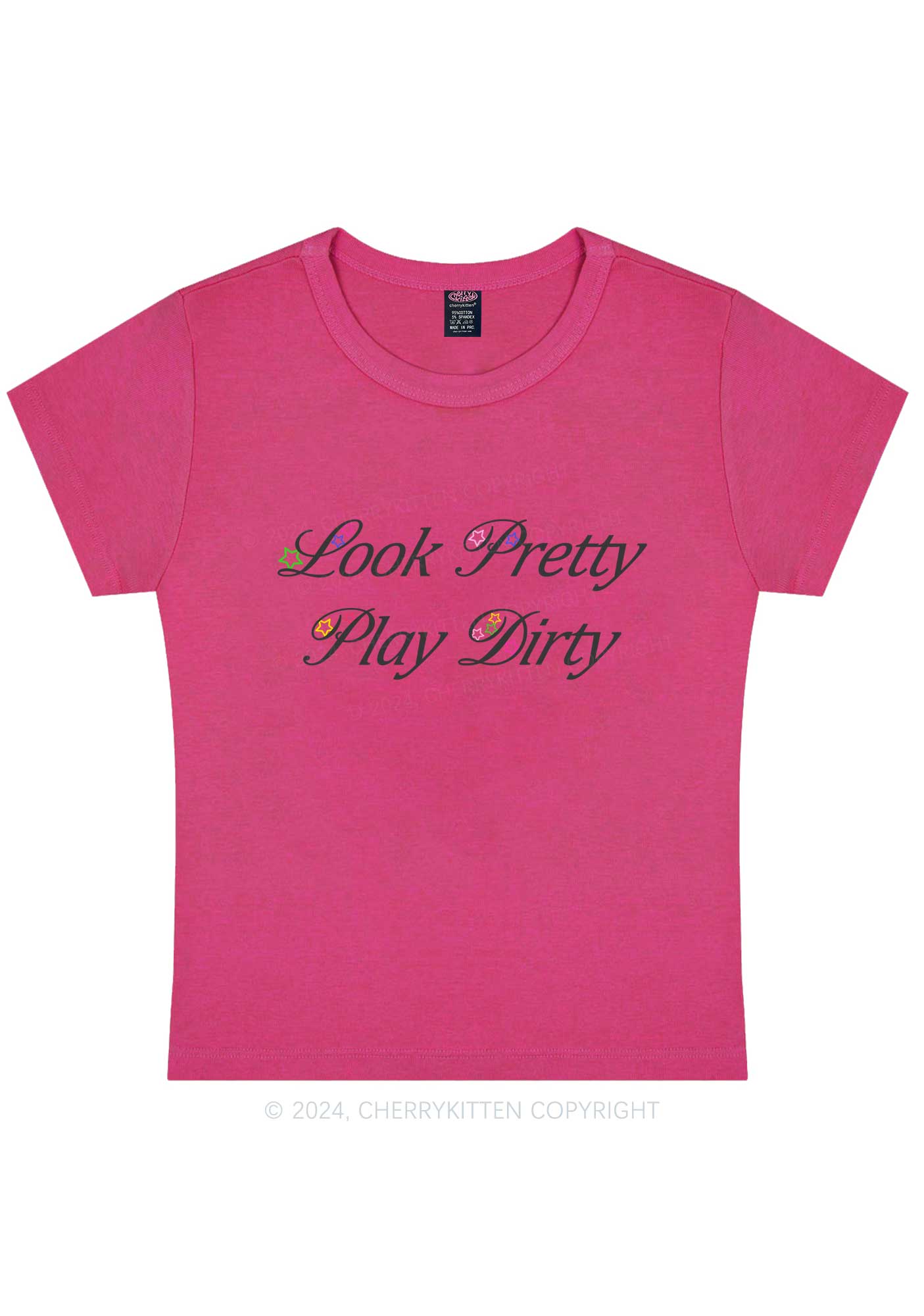 Curvy Look Pretty Play Dirty Y2K Baby Tee Cherrykitten