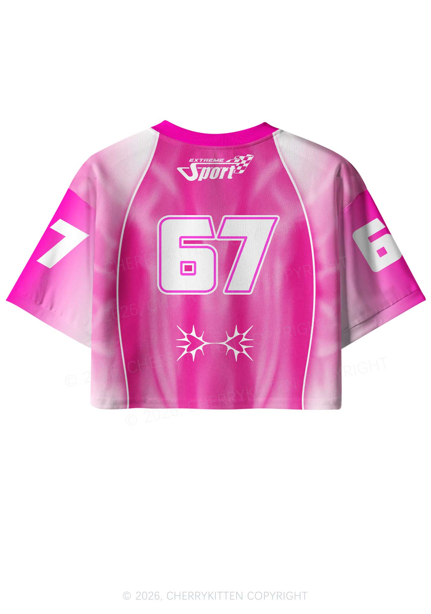 Hot Pink Bisexual Princess Pride Y2K Crop Sport Jersey Shirts Cherrykitten