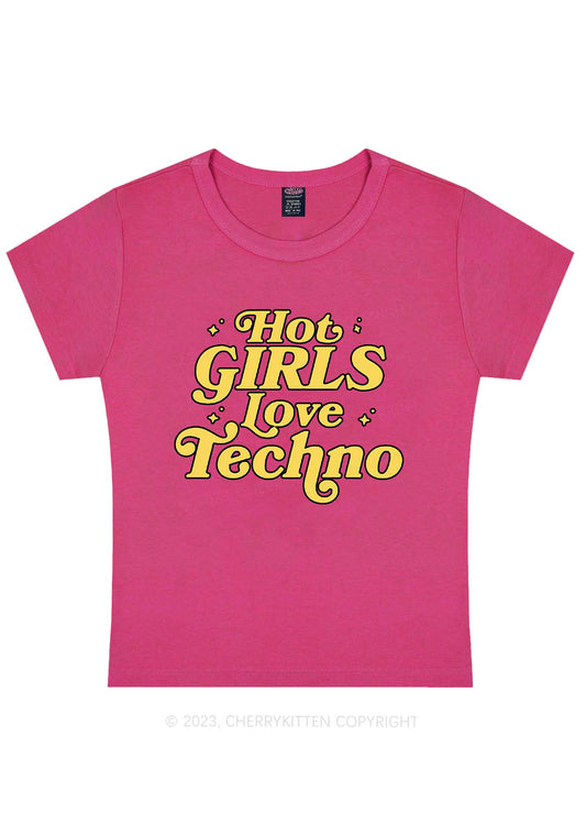 Hot Girls Love Techno Y2K Baby Tee Cherrykitten