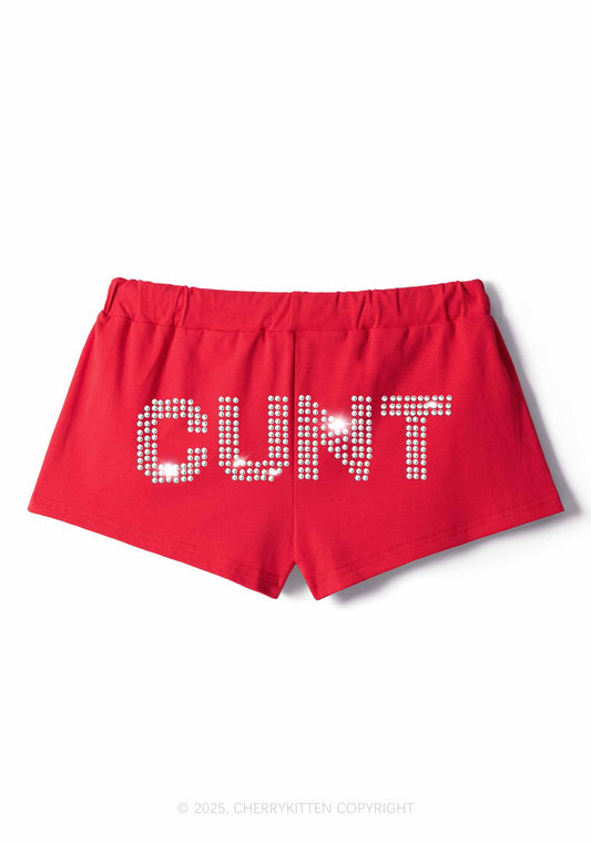 Rhinestone Cxxt Y2K Drawstring Mini Shorts Cherrykitten