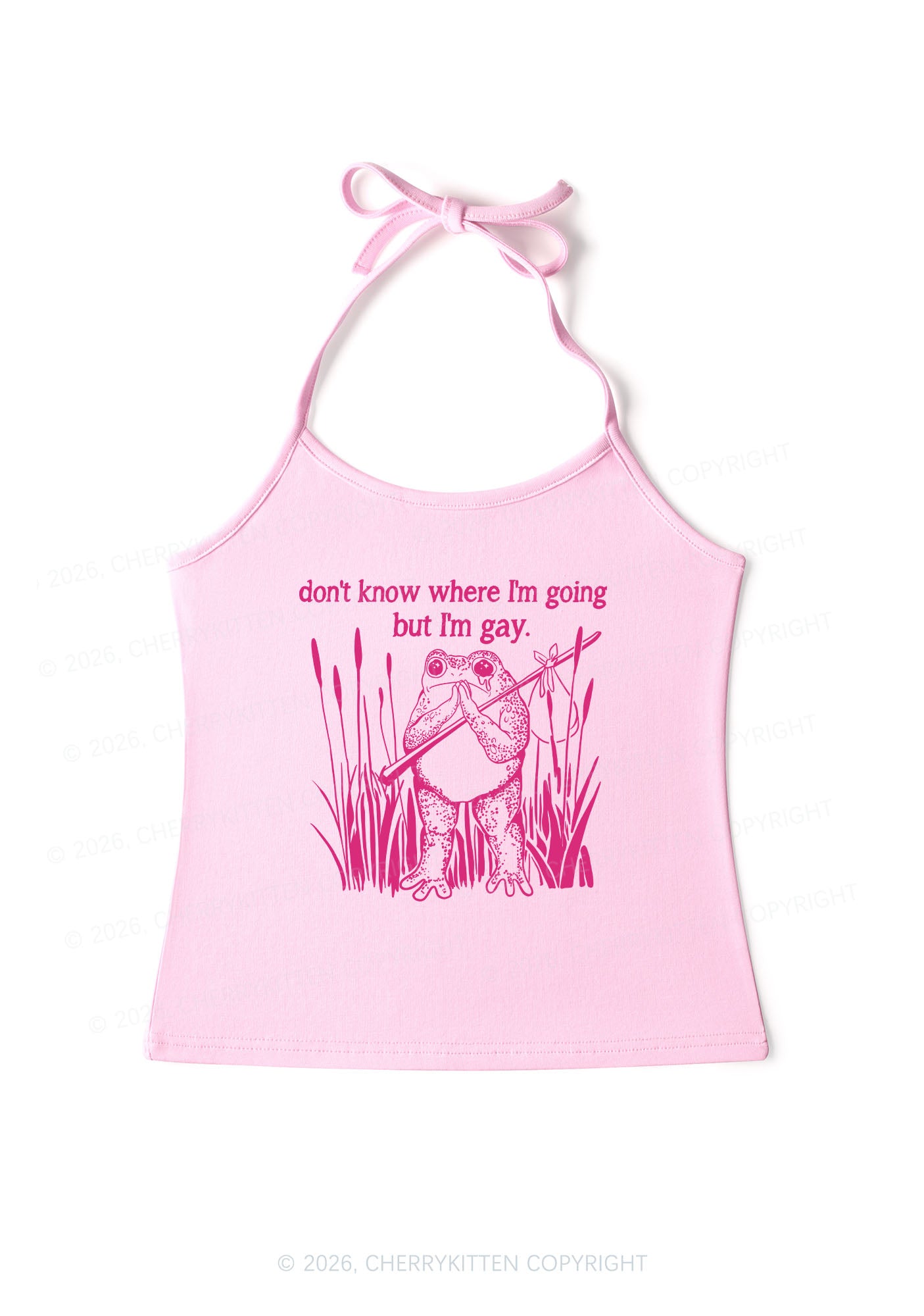 But I Am Gay Frog Pride Y2K Halter Neck Cami Cherrykitten
