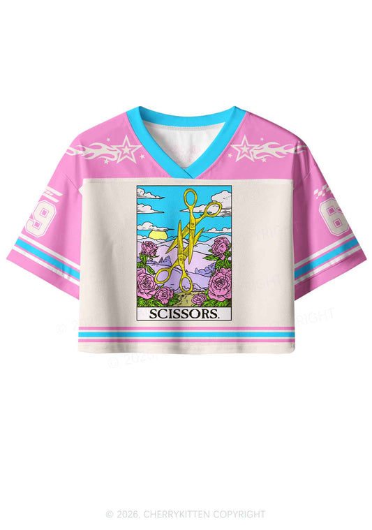Yellow Scissors Pride Y2K Crop Sport Jersey Shirts Cherrykitten
