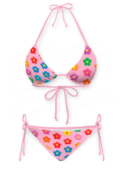 Rainbow Flower Y2K Print Bikini Set Cherrykitten