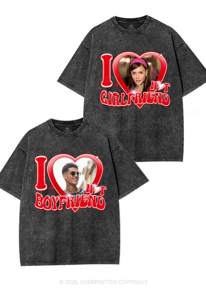 Custom I Love My Hot GF BF Y2K Valentine's Day Washed Tee Cherrykitten