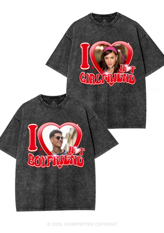 Custom I Love My Hot GF BF Y2K Valentine's Day Washed Tee Cherrykitten