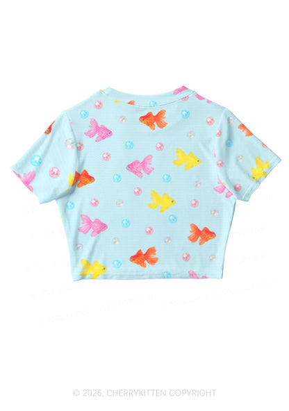 Candy Goldfish Bubble Y2K Mesh Crop Top Cherrykitten