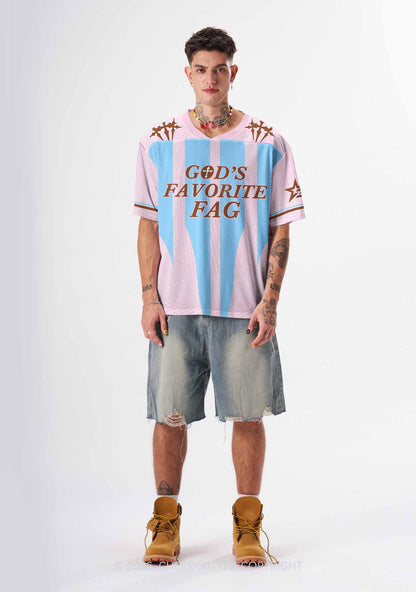 Light Pink Gods Favorite Fag Pride Y2K Sport Jersey Shirts Cherrykitten