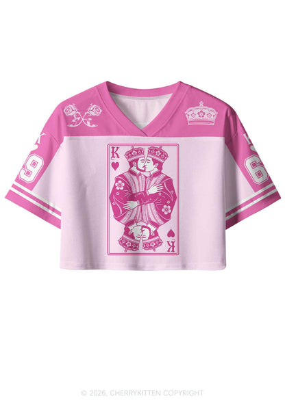 Pink Floral Two Kings Pride Y2K Crop Sport Jersey Shirts Cherrykitten